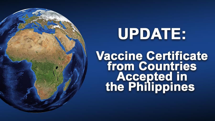 UPDATE Vaccine Certificate from Countries Accepted in the Philippines