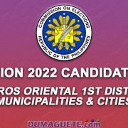 Election 2022 Candidate List– Negros Oriental 1st District Municipalities & Cities