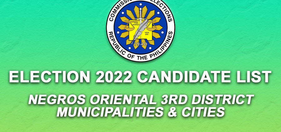 Election 2022 Candidate List– Negros Oriental 3rd District Municipalities & Cities