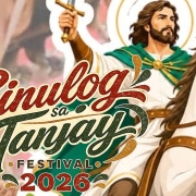 Sinulog sa Tanjay Festival 2026 Grand Showdown performers in colorful costumes in Tanjay City, Negros Oriental