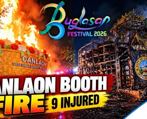 Fire incident at the Canlaon Booth during Buglasan Festival 2026 in Negros Oriental.